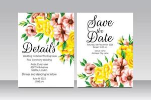 hermosa plantilla de tarjeta de invitación de boda floral vector