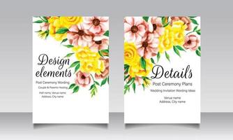 Floral wedding invitation and menu template with soft nature vector