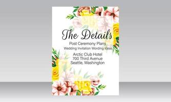 Beautiful hand drawing wedding invitation floral design vector