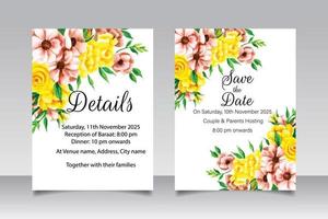 Elegant hand drawing wedding invitation floral design vector