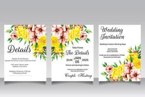 Elegant hand drawing wedding invitation floral design vector