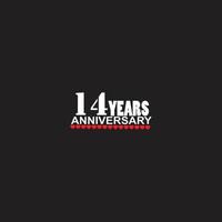 14 years anniversary celebration logotype, hand lettering, 14 year sign, greeting card vector