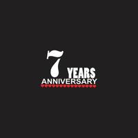 Logotipo de celebración de aniversario de 7 años, letras a mano, signo de 7 años, tarjeta de felicitación vector