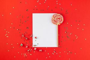 Christmas greeting postcard mockup with glitter photo