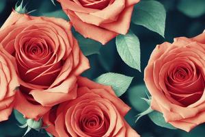 Seamless pattern of red roses. Romantic floral repeatable background, backdrop, wallpaper. photo