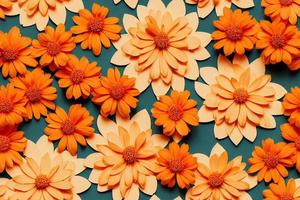 Seamless pattern. Marigold flowers pattern 3d illustration. Repeatable background, backdrop, wallpaper. photo