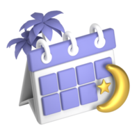 blauw moslim kalender 3d icoon png