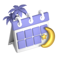 blauer muslimischer Kalender 3D-Symbol png