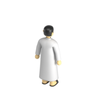 muslim children back view 3d icon png