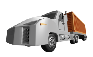 wit trekker en oranje aanhangwagen of semi vrachtauto met houder geïsoleerd. 3d illustratie of 3d geven png