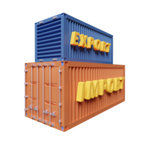 transportbehälter für import export, logistikservicekonzept isoliert. 3D-Darstellung oder 3D-Rendering png