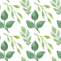 Greenery Floral Watercolor Seamless Pattern. Green Leaves Floral Background. Perfect for invitations, prints, packing, fabric, textile, wrapping paper png