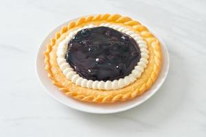 Blueberry Cheese Pie on white plate photo