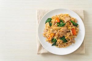 Fried rice with pork on plate photo