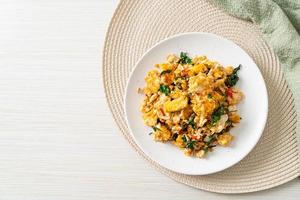 stir-fried egg with Thai basil and chilli photo