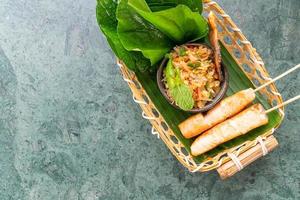 pomelo salad with grilled salmon photo
