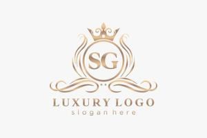 Initial SG Letter Royal Luxury Logo template in vector art for Restaurant, Royalty, Boutique, Cafe, Hotel, Heraldic, Jewelry, Fashion and other vector illustration.