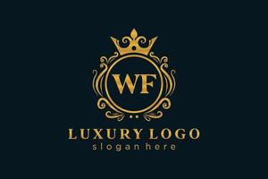 Initial WF Letter Royal Luxury Logo template in vector art for Restaurant, Royalty, Boutique, Cafe, Hotel, Heraldic, Jewelry, Fashion and other vector illustration.