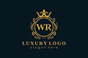 Initial WR Letter Royal Luxury Logo template in vector art for Restaurant, Royalty, Boutique, Cafe, Hotel, Heraldic, Jewelry, Fashion and other vector illustration.