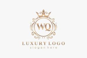 Initial WQ Letter Royal Luxury Logo template in vector art for Restaurant, Royalty, Boutique, Cafe, Hotel, Heraldic, Jewelry, Fashion and other vector illustration.