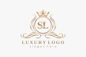 Initial SL Letter Royal Luxury Logo template in vector art for Restaurant, Royalty, Boutique, Cafe, Hotel, Heraldic, Jewelry, Fashion and other vector illustration.