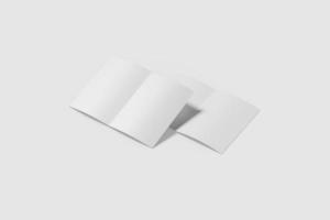 Realistic blank bifold brochure illustration for mockup. 3D Render. photo