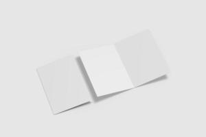 Realistic blank bifold brochure illustration for mockup. 3D Render. photo