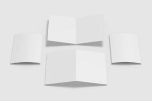 Realistic blank bifold brochure illustration for mockup. 3D Render. photo