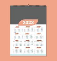 Plantilla de diseño de calendario de pared 2023 12 meses en 1 ilustración de página vector