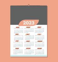 2023 wall calendar design template 12 month in 1 page illustration vector