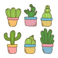 Cute Cactus Doodles Vector Illustration