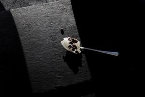 spoon of vanilla ice cream photo