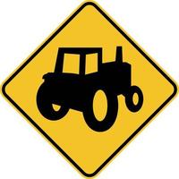 Farm Machinery Crossing Sign On White Background vector