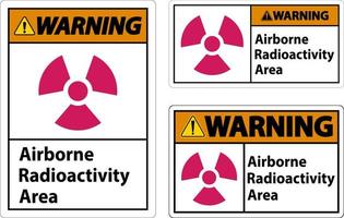 signo de símbolo de área de radiactividad aerotransportada de advertencia sobre fondo blanco vector