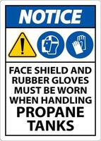 Notice PPE Required When Handling Propane Tanks Sign vector