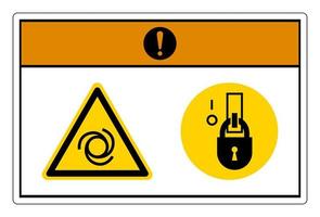 Warning Equipment Starts Automatically Lock Out In De-Energized State Symbol Sign On White Background vector