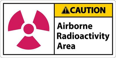 precaución signo de símbolo de área de radiactividad en el aire sobre fondo blanco vector