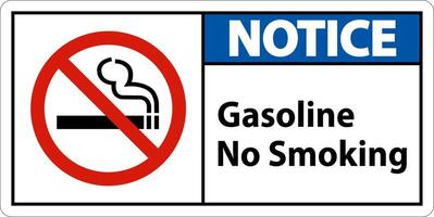 Notice Gasoline No Smoking Sign On White Background vector