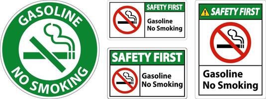 Safety First Gasoline No Smoking Sign On White Background vector