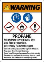 advertencia propano gas inflamable ppe ghs signo vector
