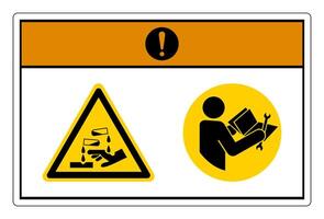 Warning Chemical Hazard Read Technical Manual Before Servicing Symbol Sign On White Background vector