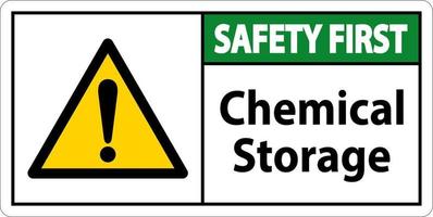 primer signo de símbolo de almacenamiento químico de seguridad sobre fondo blanco vector