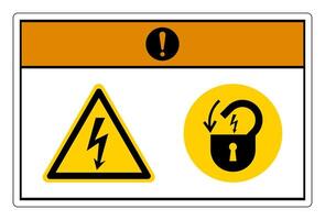 Warning Hazardous Voltage Lock Out Electrical Power Symbol Sign On White Background vector