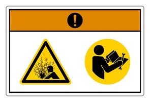 Warning Pressurized Device Read Technical Manual Before Servicing Symbol Sign On White Background vector