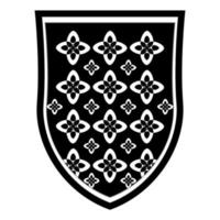 Heraldic shield in outline. Lineart Coat of arms. Classic royal emblem. Vector illustration isolated on white background.
