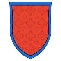 Heraldic shield in realistic style. Coat of arms. Classic royal emblem. Colorful vector illustration isolated on white background.