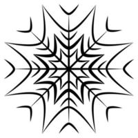 Abstract patterned snowflake. Outline drawing. Silhouette. Line art. Isolate vector