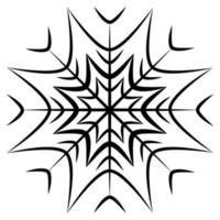 Abstract patterned snowflake. Outline drawing. Silhouette. Line art. Isolate vector