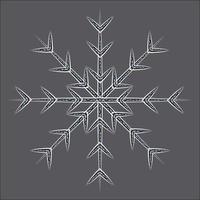 Abstract openwork snowflake by patterned lines in trendy wintry shades on graphite backdrop. Icon vector
