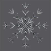 Abstract openwork snowflake by patterned lines in trendy wintry shades on graphite backdrop. Icon vector